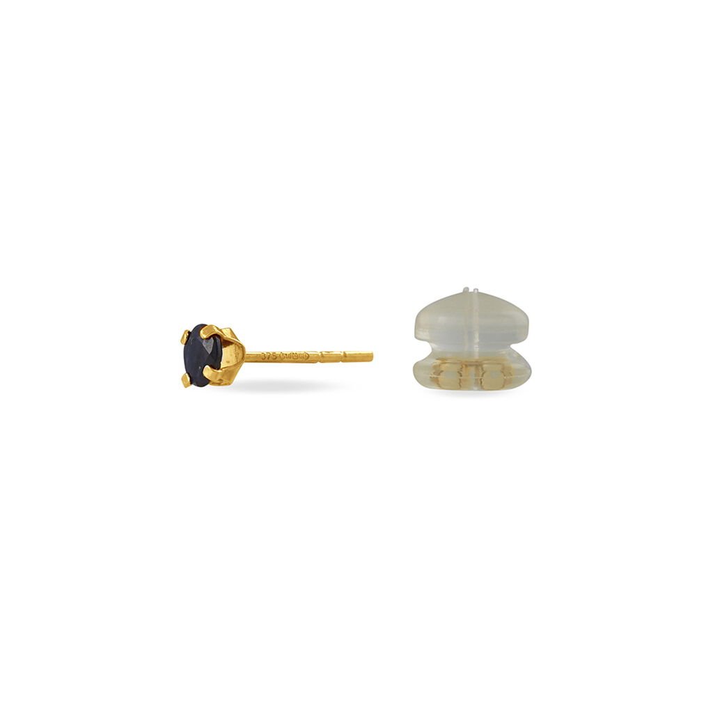 Boucles D'oreilles Puces Elea Serti Griffe Or Jaune Saphir