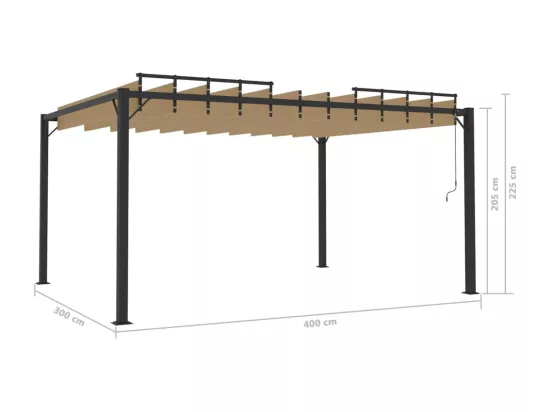 Tonnelle avec toit à persienne 3x4 m Taupe Tissu et aluminium