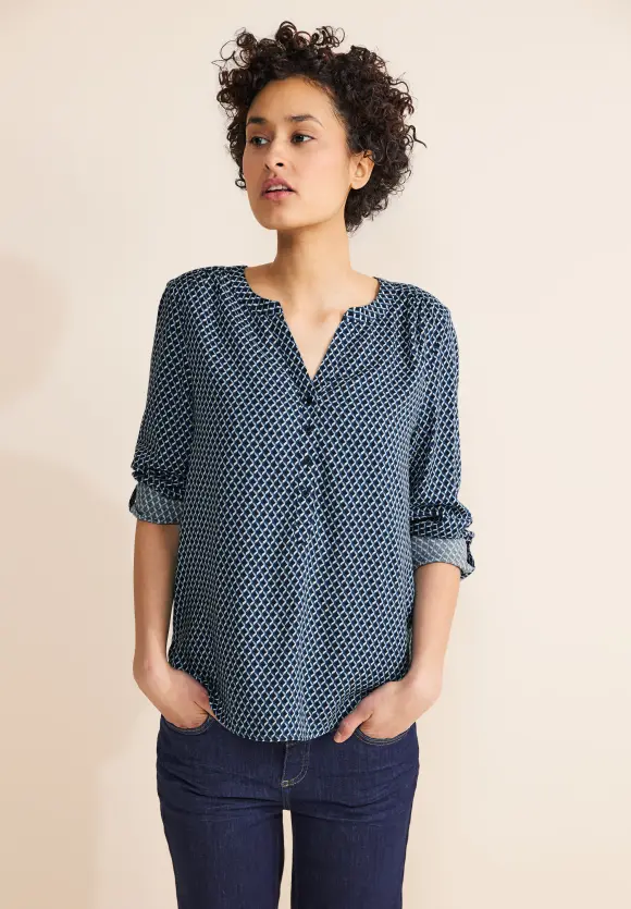 Viskose Printbluse - light spring blue