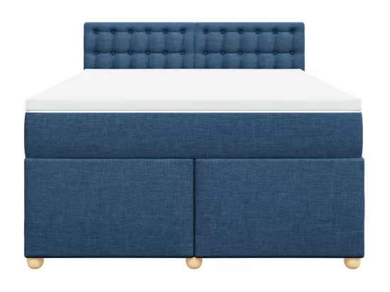 Sommier à lattes de lit avec matelas Bleu 160x200 cm Tissu
