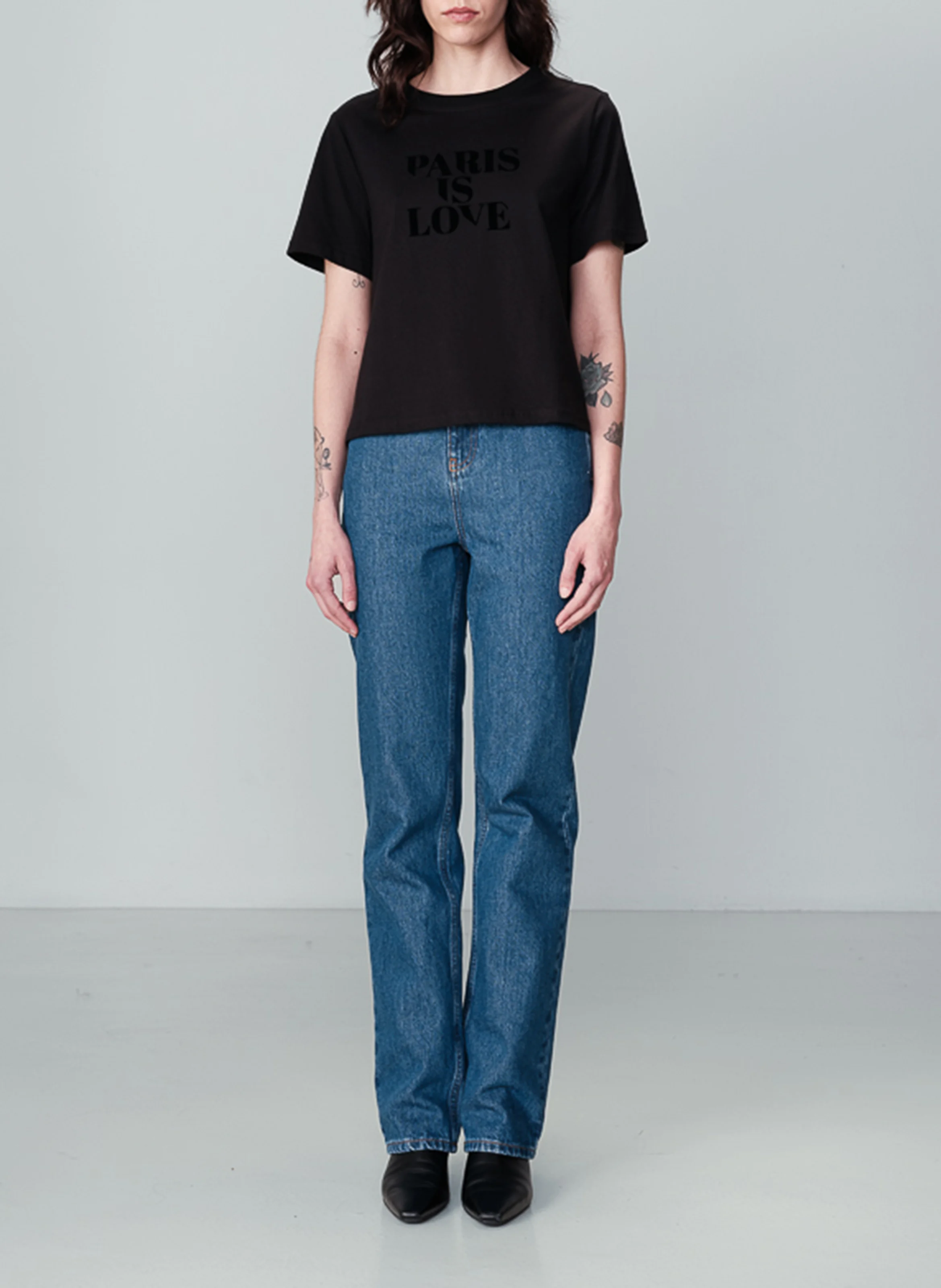 NOBUTO - Tee-shirt col rond en coton | Noir