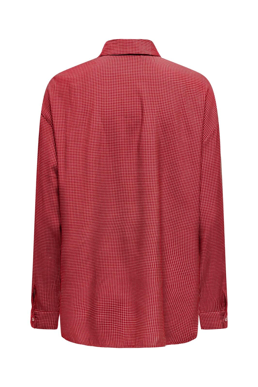 Only Onlmaggie L/S Check Shirt 4723921 racing red white