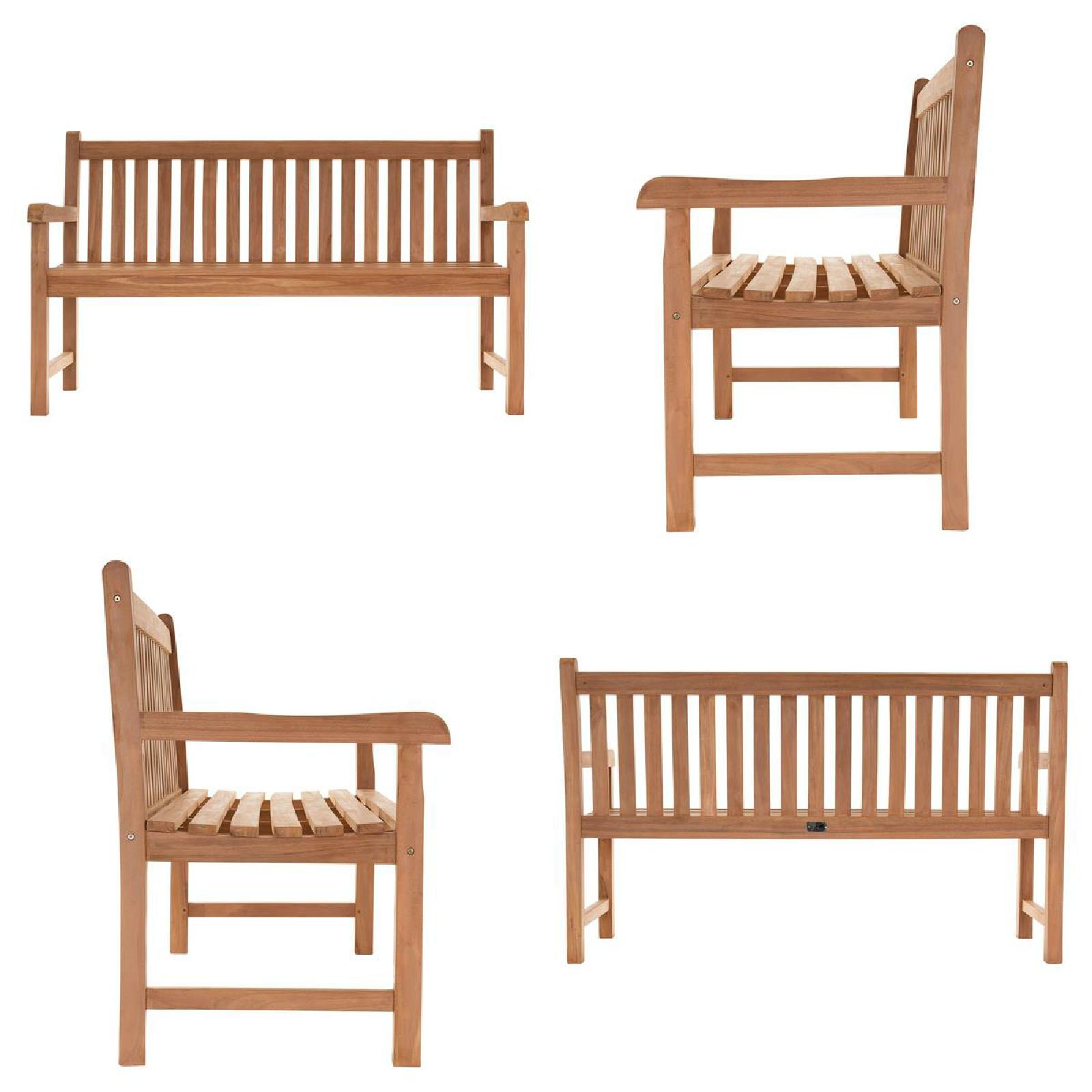 VCM 3-Sitzer Gartenbank Parkbank hochwertig Teak Holz behandelt 150cm