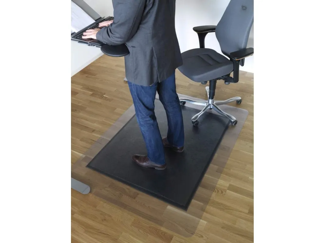 Matting Yoga Sit and Stand - Stolemåtte - rektangulær - 120 x 150 cm - grå, gennemsigtig