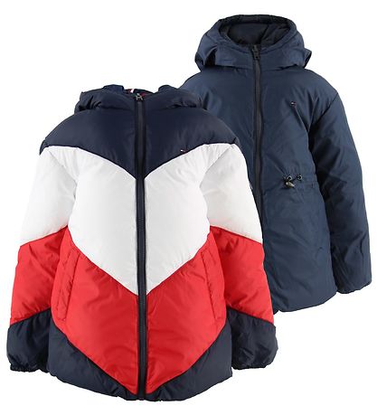 Tommy Hilfiger Dynejakke - Vendbar - Navy/R?d/Hvid