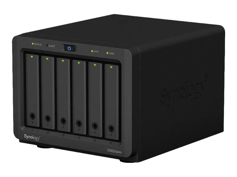 Synology Disk Station DS620slim - NAS-server - 6 bays - SATA 6Gb/s - RAID 0, 1, 5, 6, 10, JBOD - RAM 2 GB - Gigabit Ethernet - iSCSI support