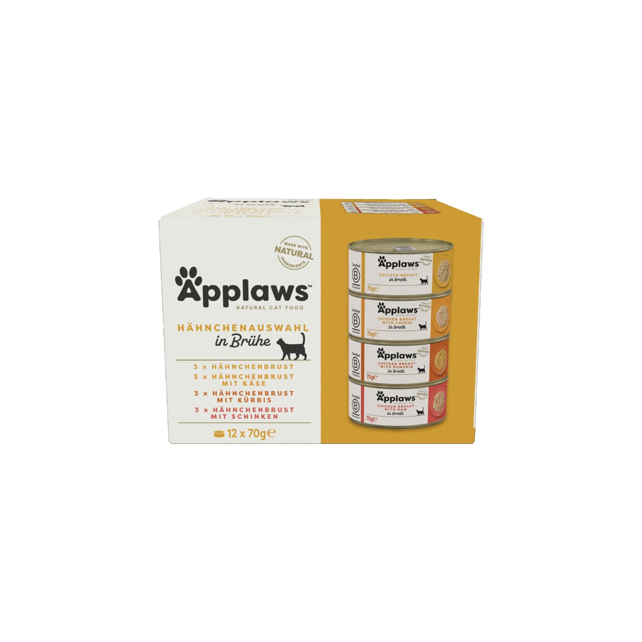 Applaws Nassfutter Katze Adult Multipack in Brühe 12x70 g Geflügel Auswahl