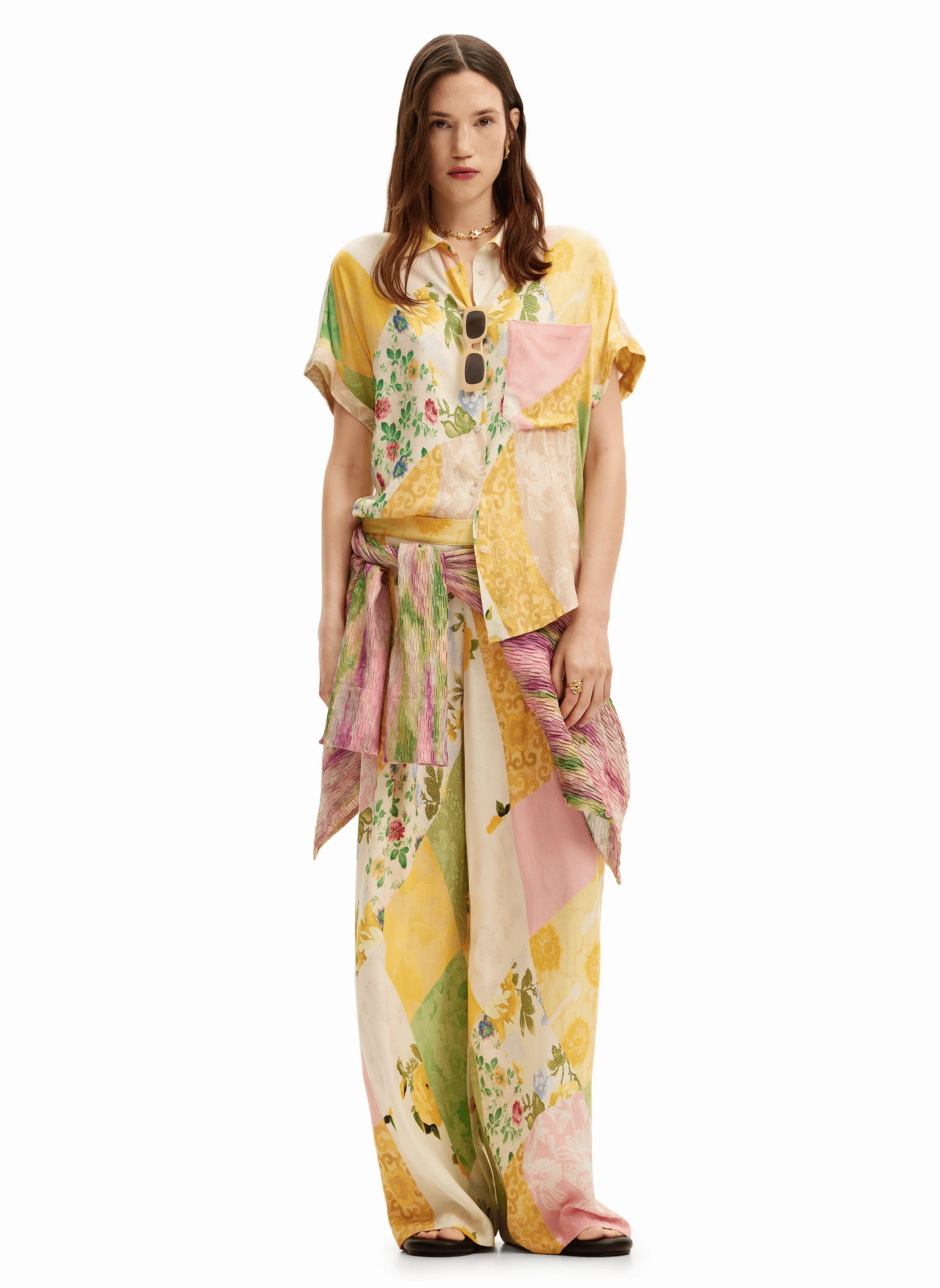 Chemise manches patchwork imprimé | Multicolore