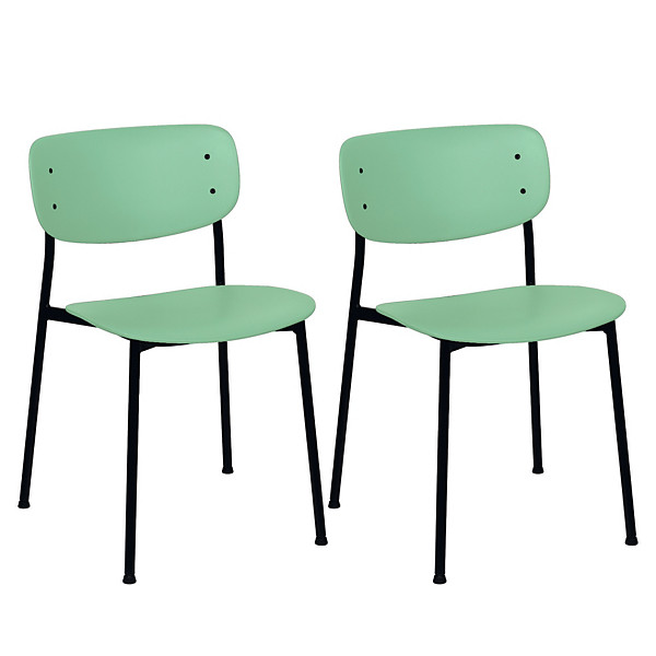 Chaises Soho pied noir assise verte (lot de 2)