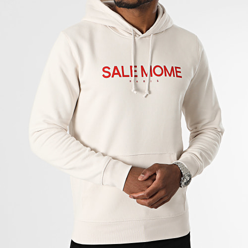 Sweat Capuche Notes Beige Rouge