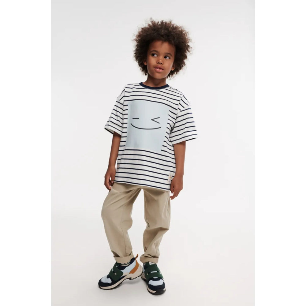 Køb LIEWOOD Smiley / Stripe Classic Navy / Creme De La Creme Tyler Placement Shortsleeve T-shirt