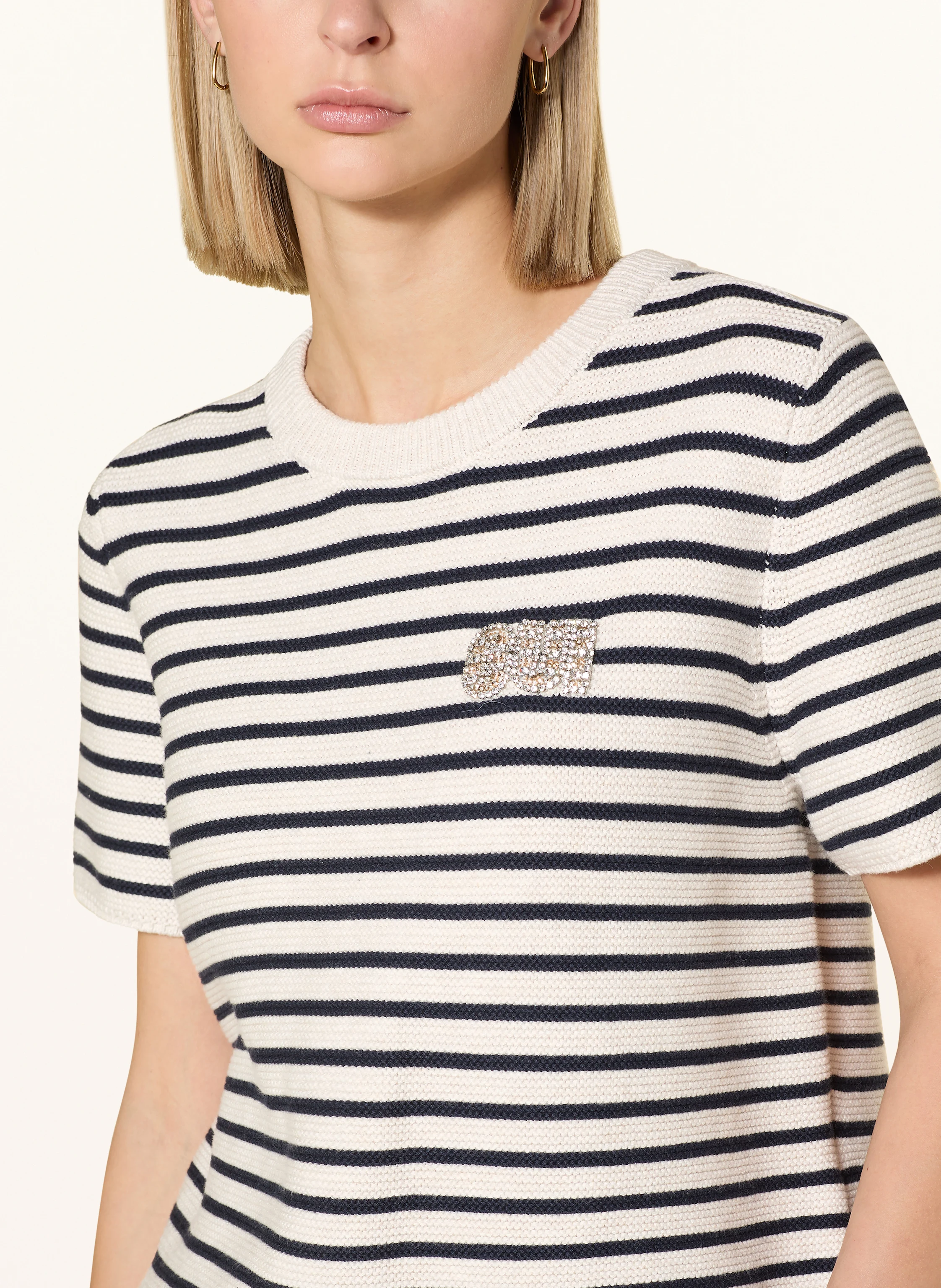 oui Strickshirt mit Schmucksteinen