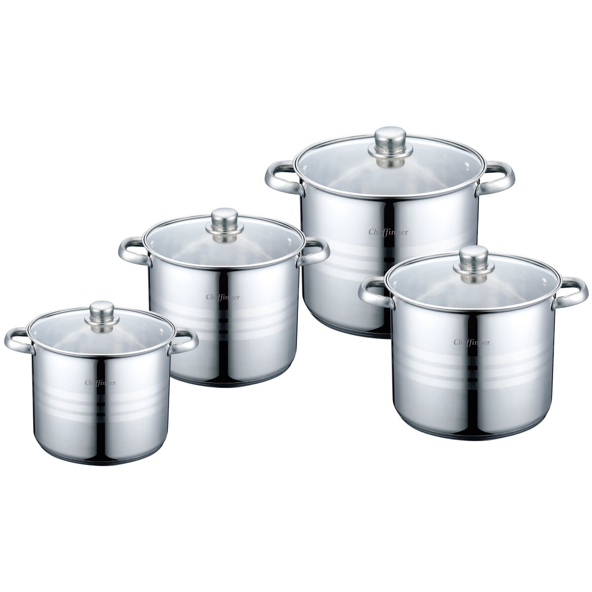 8 tlg Induktion Kochtopf Deckel 22/24/26/28cm