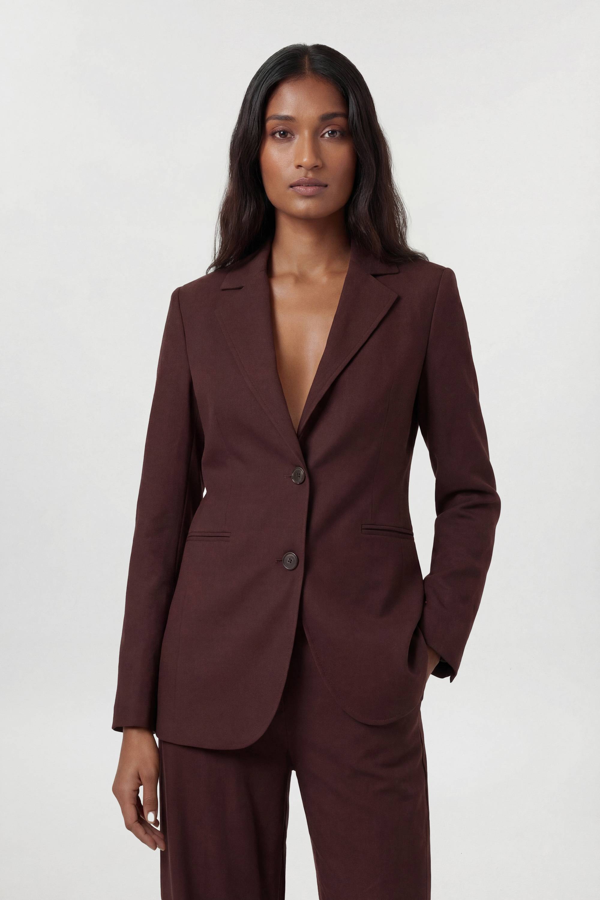 KarenMillen Blazer Petite Cintré À Simple Boutonnage En Mélange Tencel