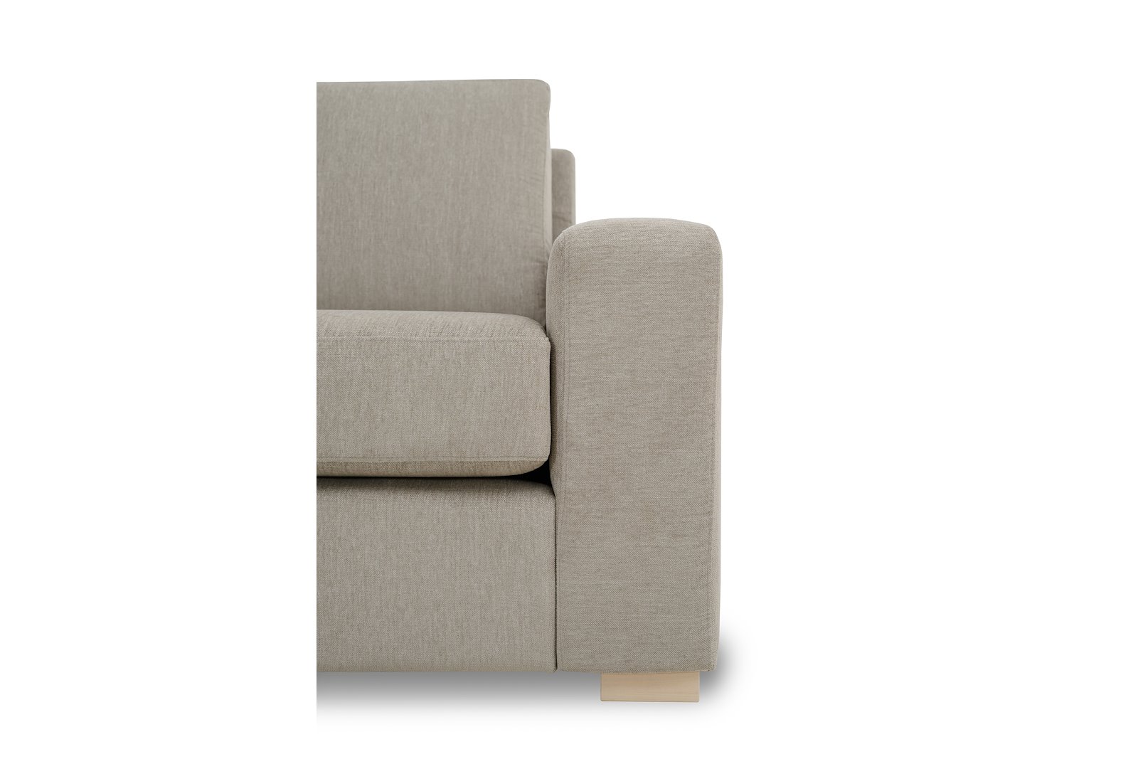 Modern Living hjørnesofa 3-seter med åpen ende høyre fast. I tekstil Kall 9 Cappuchino, Arm A og ben 1. Faste puter og skum kvalitet
