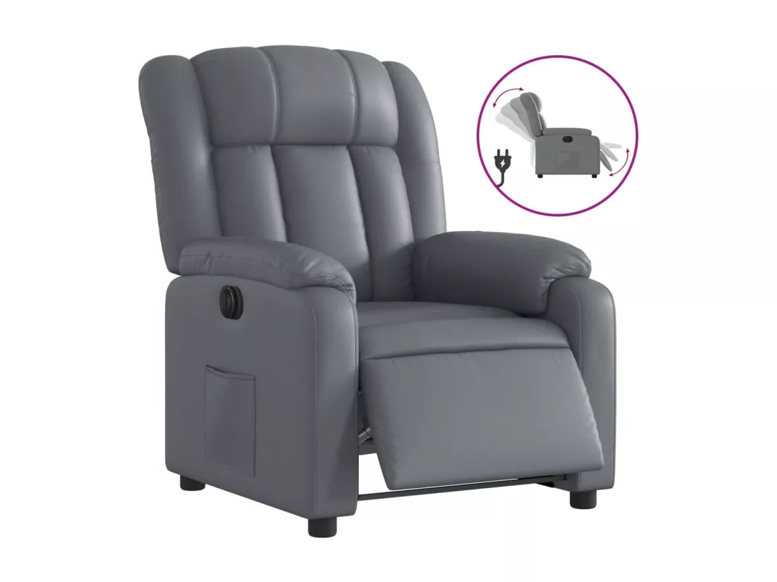 Fauteuil inclinable électrique Gris Similicuir