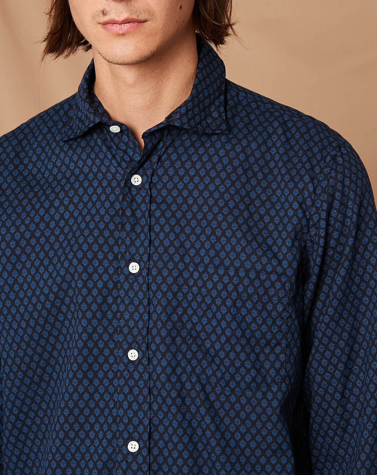 Hartford Chemise Regular Paul Imprimé indien marine/bleu
