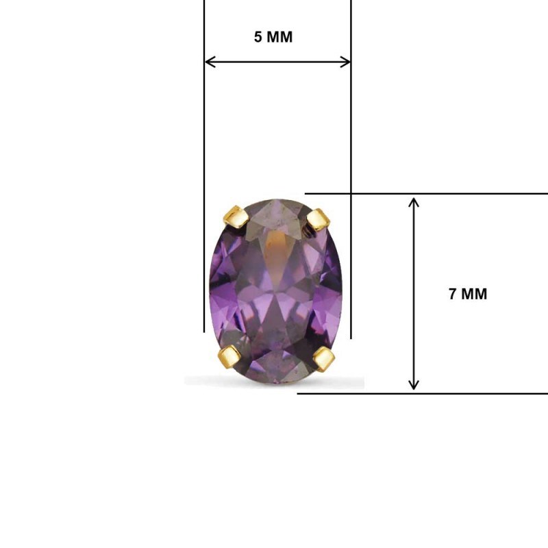 Boucles d'Oreilles Or 18 Carats 750/000 - Zirconiums Améthyste-1289