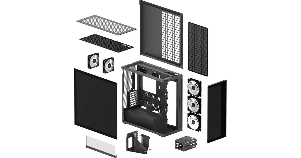 ARCTICXtender VG midi tower behuizing  (Zwart | 2x USB-A | 1x USB-C | RGB | Tempered Glass)