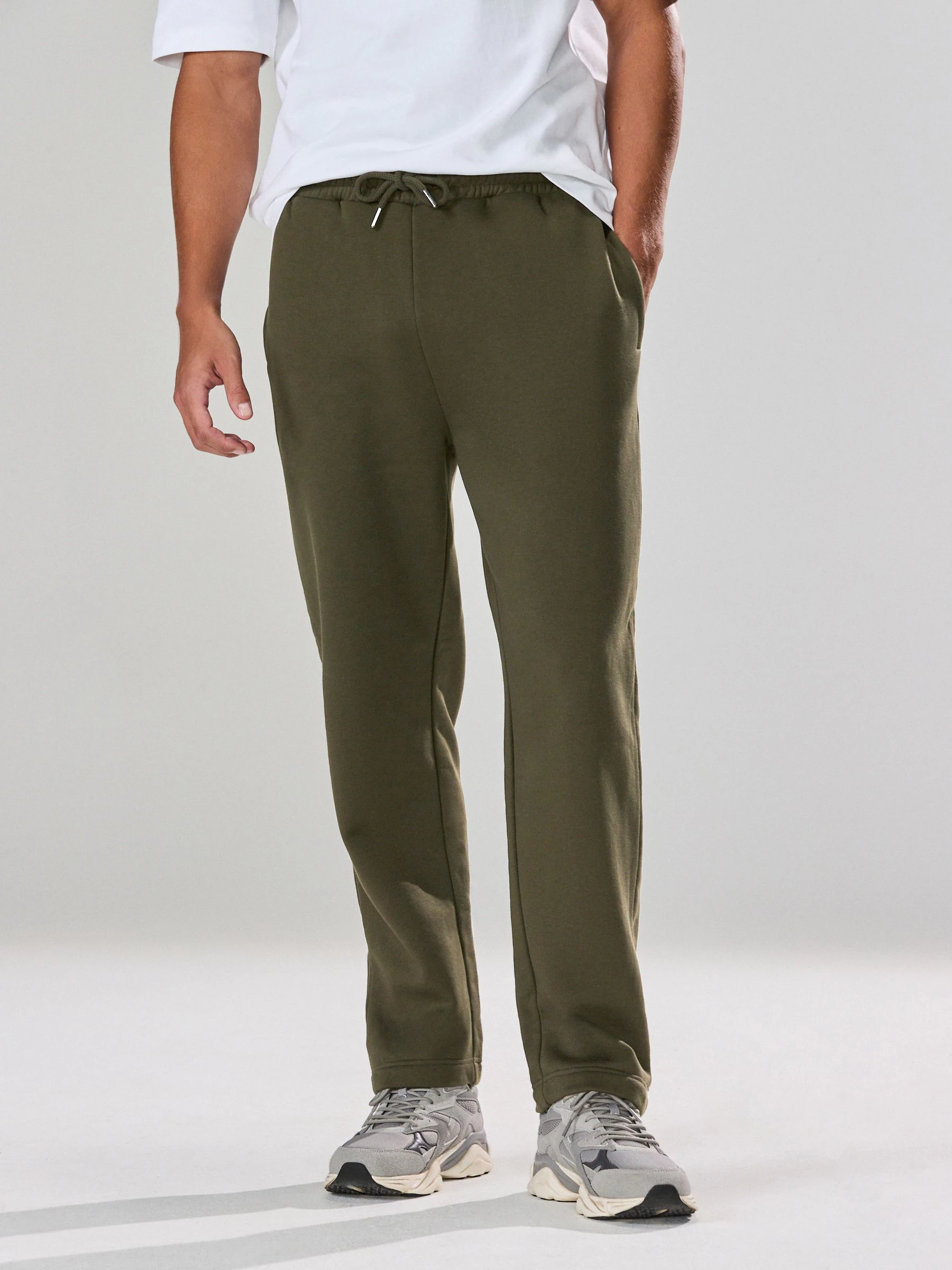 Kakigroen - Straight fit - Katoenrijke Jersey Joggingbroeken