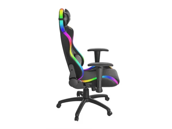 Genesis Trit 500 RGB - Stol - ergonomisk - lænestol - armstøtter - T-formet - vippe - drejeled - tekstil, PU syntetisk læder - sort