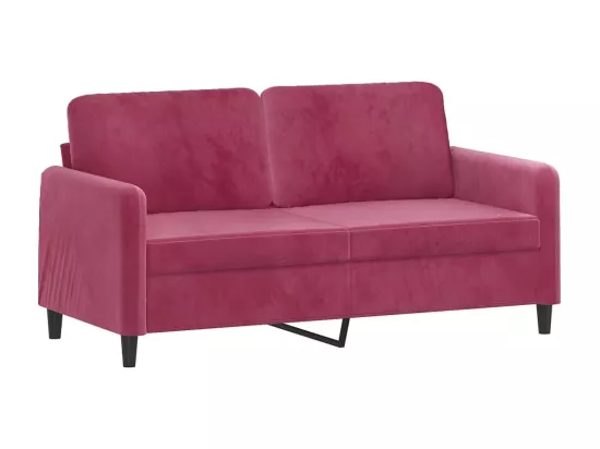 Canapé 2 places avec oreillers bordeaux 140 cm velours