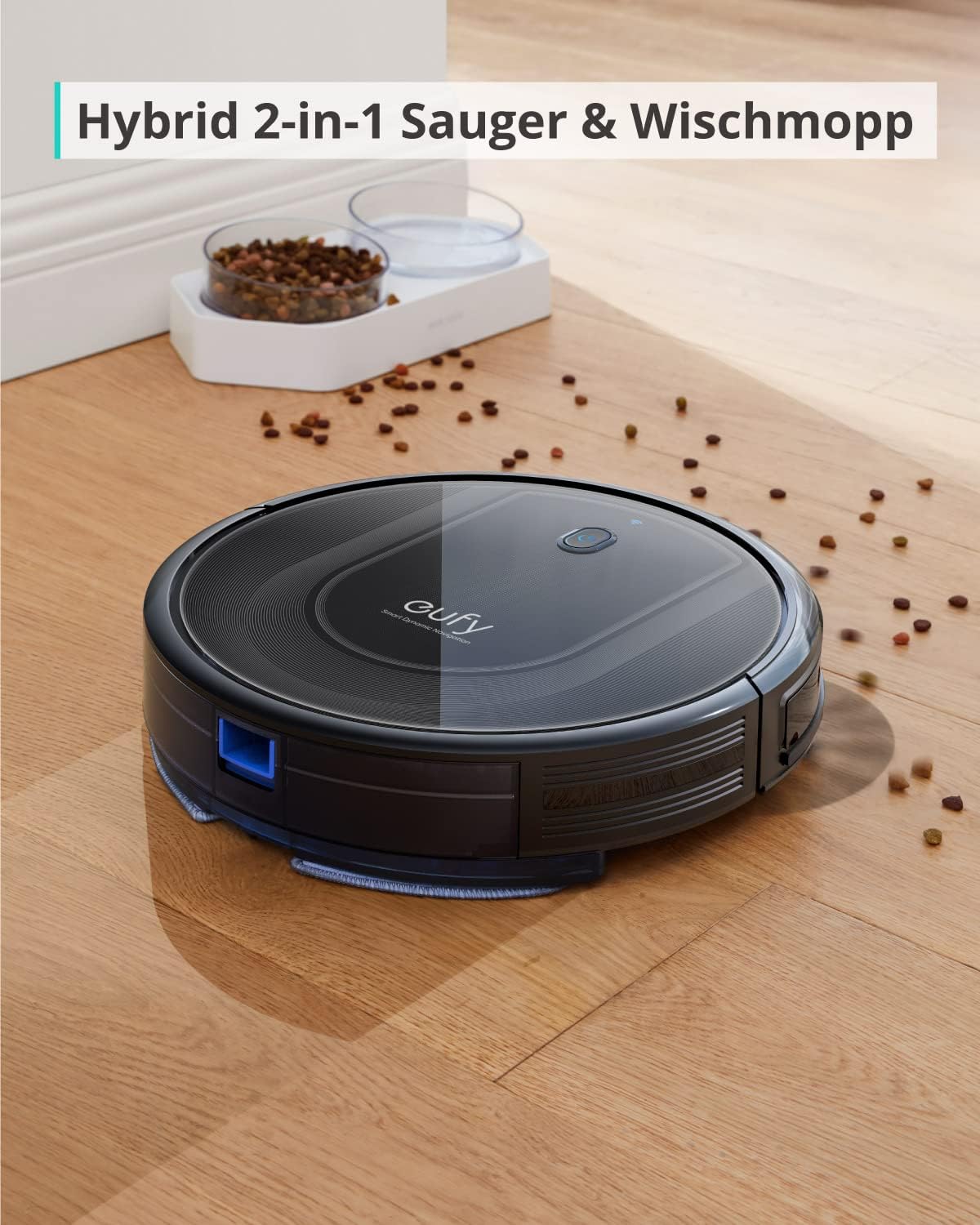 eufy Saugroboter mit Wischfunktion, RoboVac G10 Hybrid, Smart Dynamic Navigation, 2-in-1 Sauger & Wischmopp Roboterstaubsauger, 2000Pa Saugkraft, Selbstaufladend, ideal für Hartböden (Schwarz)