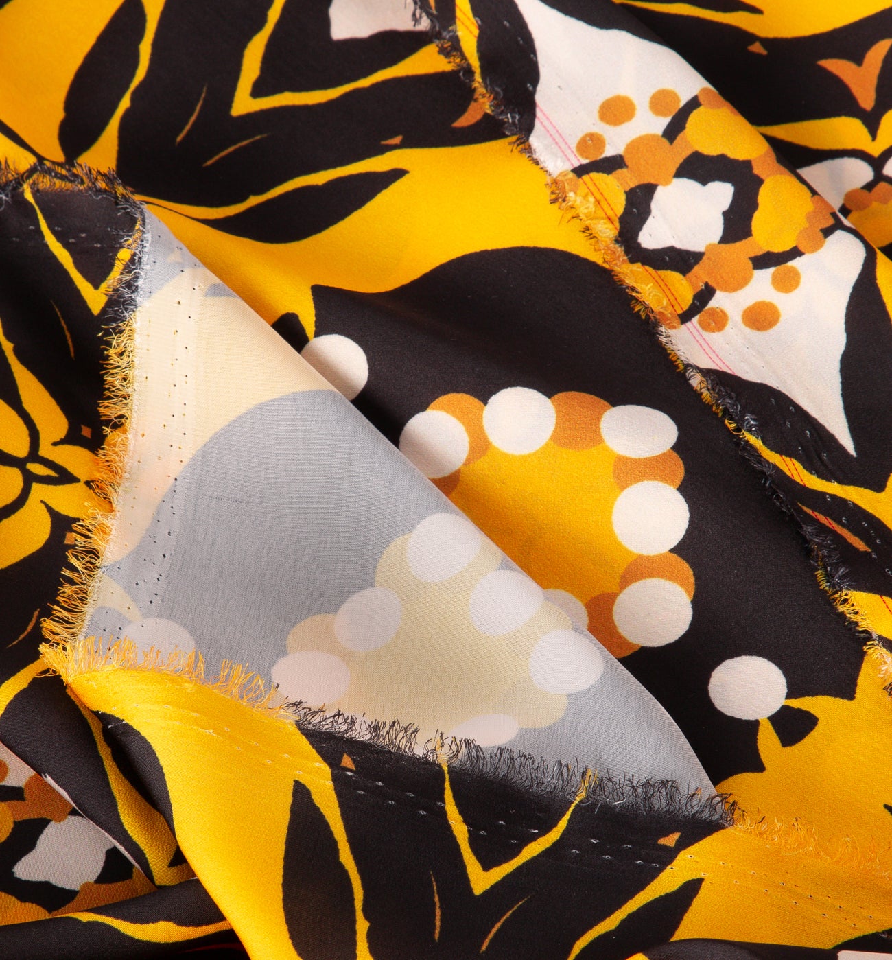 Coupon 2 m satin de polyester - Imprimé jaune