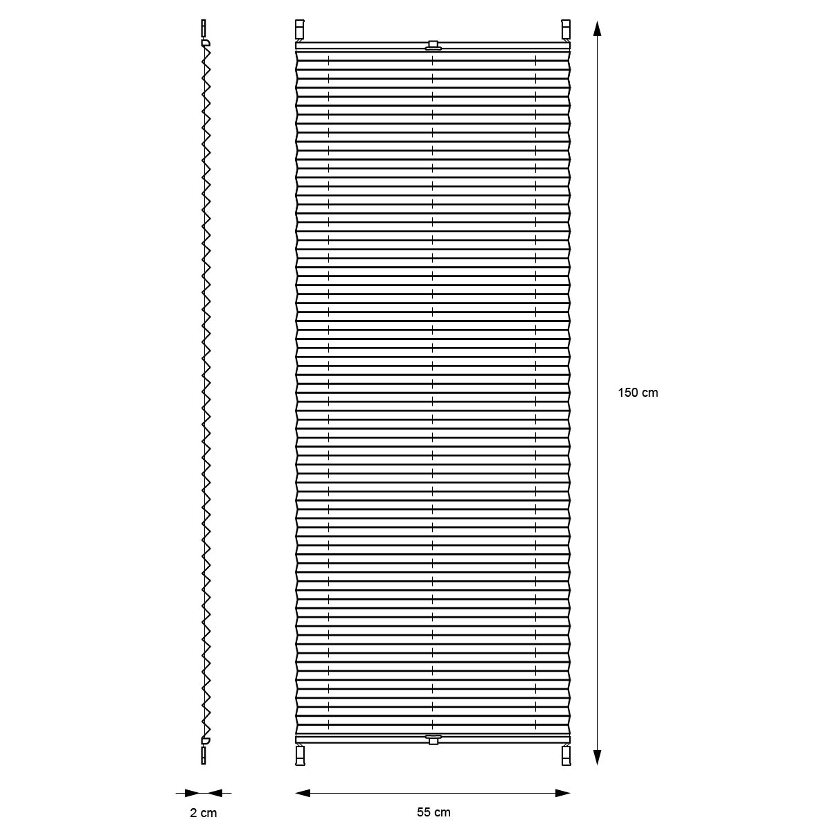 ECD Germany Plisségordijn 55 x 150 cm - Crème - Klembevestiging - EasyFix - Geen boren nodig - Zon- en privacybescherming - Voor ramen en deuren - Inclusief bevestigingsmateriaal - Jaloezie, Plisségordijn, Raamgordijn, Rolgordijn