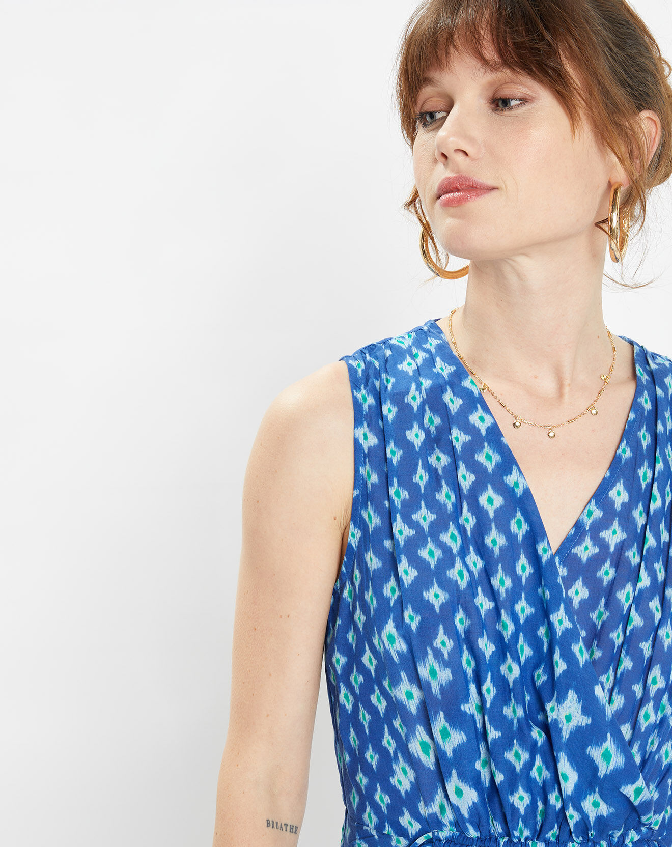 Galeries Lafayette Robe maxi Gloria imprimé bleue