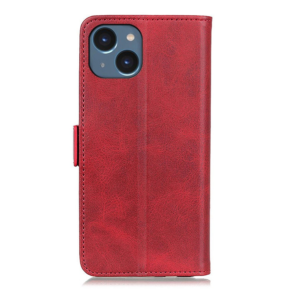 iPhone 15 Vintage Leder Tasche Flip Cover mit Kartenfächer - Rot