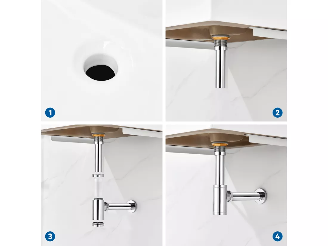 Auralum max Siphon lavabo design universel,tuyau d'évacuation normalisé 1 1/4