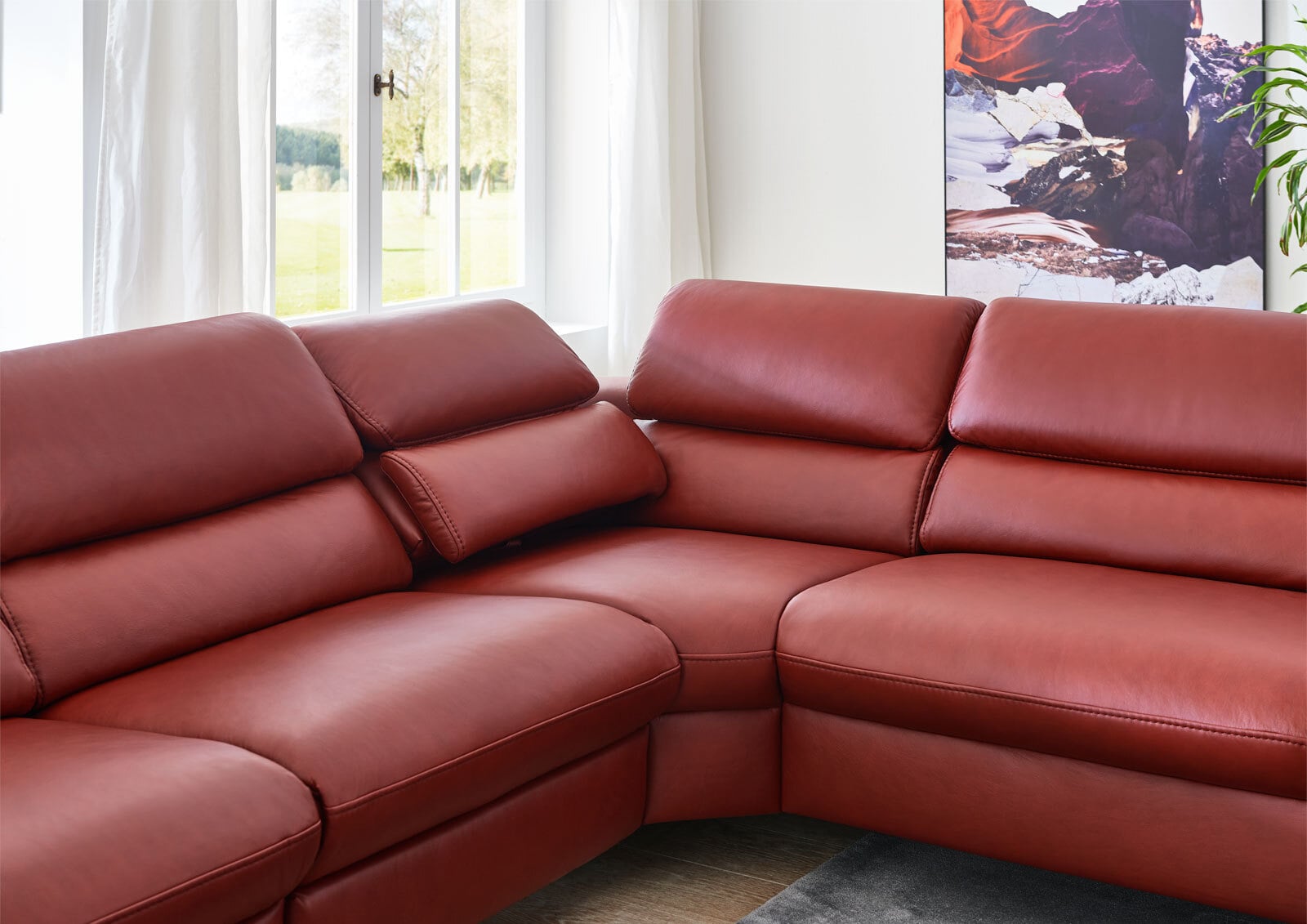 MONDO Ecksofa BAVERO Leder Torro brombeer