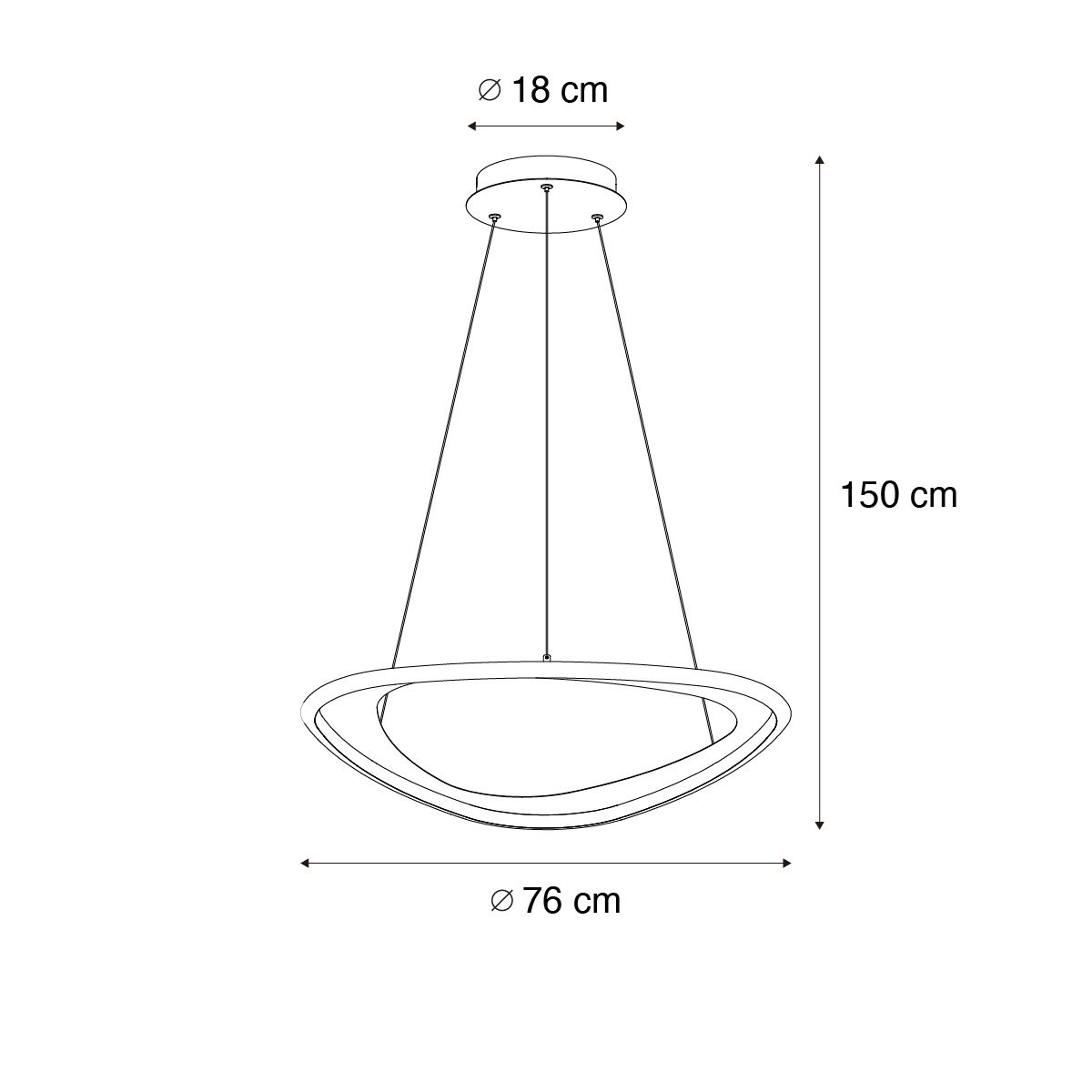 Design hanglamp goud 3-staps dimbaar - Organico