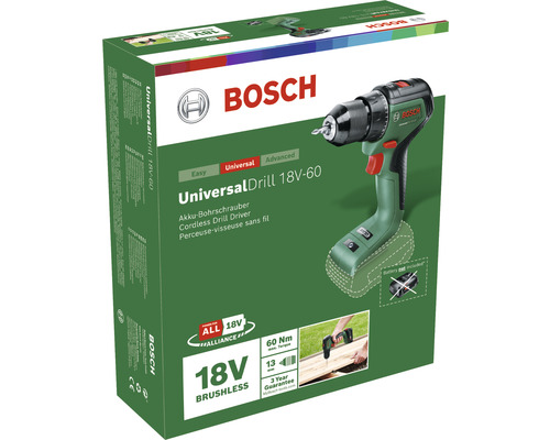 Bosch UniversalDrill 18V-60 accuboormachine, zonder accu en lader