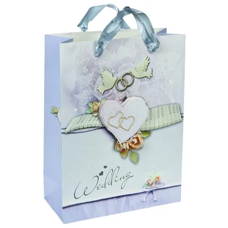 Geschenktüte Hochzeit, 3D, 2-fach sortiert, 24 x 18 x 8cm