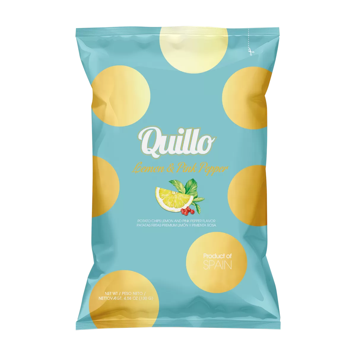 Quillo Lemon & Pink Peber Chips - 45 g