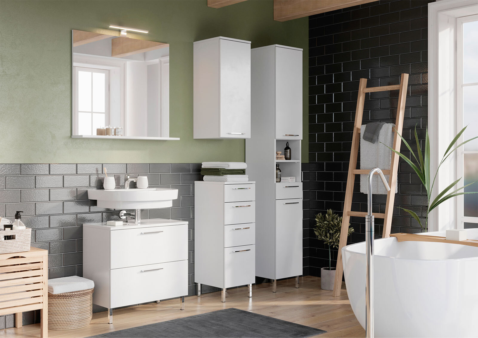 CASAVANTI Wandschrank ABBY 30 x 73 x 30 cm Holznachbildung weiß