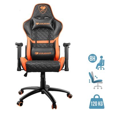 Fauteuil gamer Armor One - accoudoirs réglables - appui-tête intégré - noir et orange