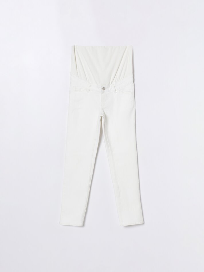 Calça jeans skinny para gestante - Branca