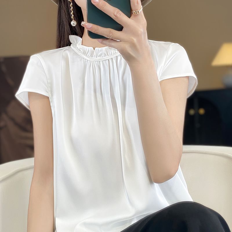 Weelop - Blouse met korte mouwen en mockneck