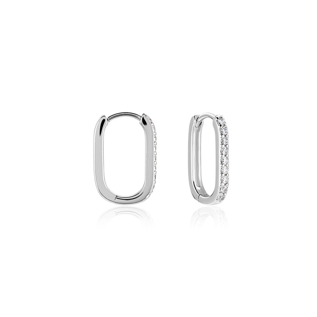 Créoles Trait D'union Argent Rhodié Oxyde De Zirconium