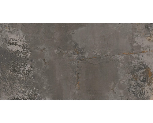 Porseleinen terrastegel Metallic Steel Black gerectificeerde rand 120 x 60 x 2 cm