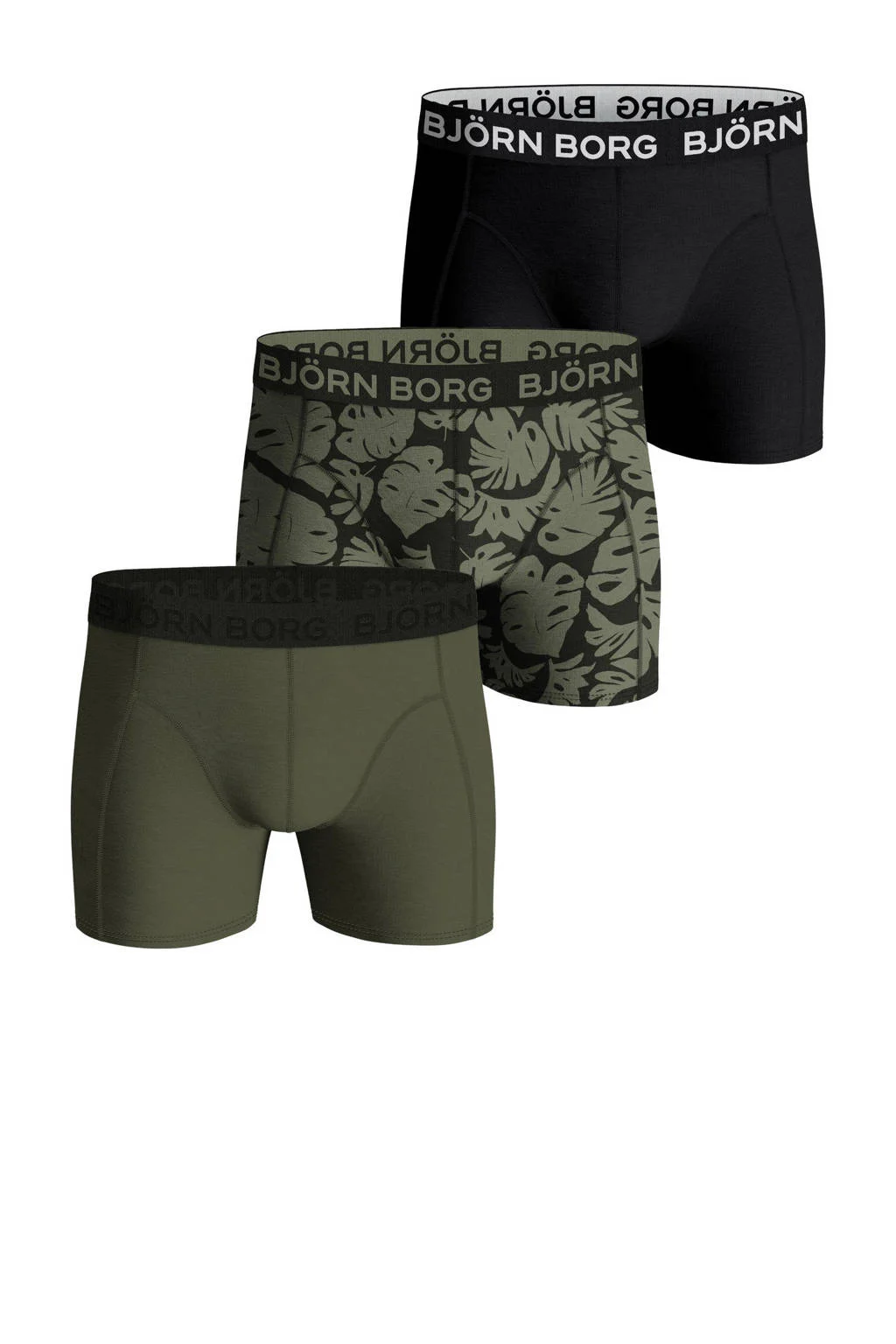 Goede kwaliteit en pasvormboxershort CORE - set van 3 groen/zwart