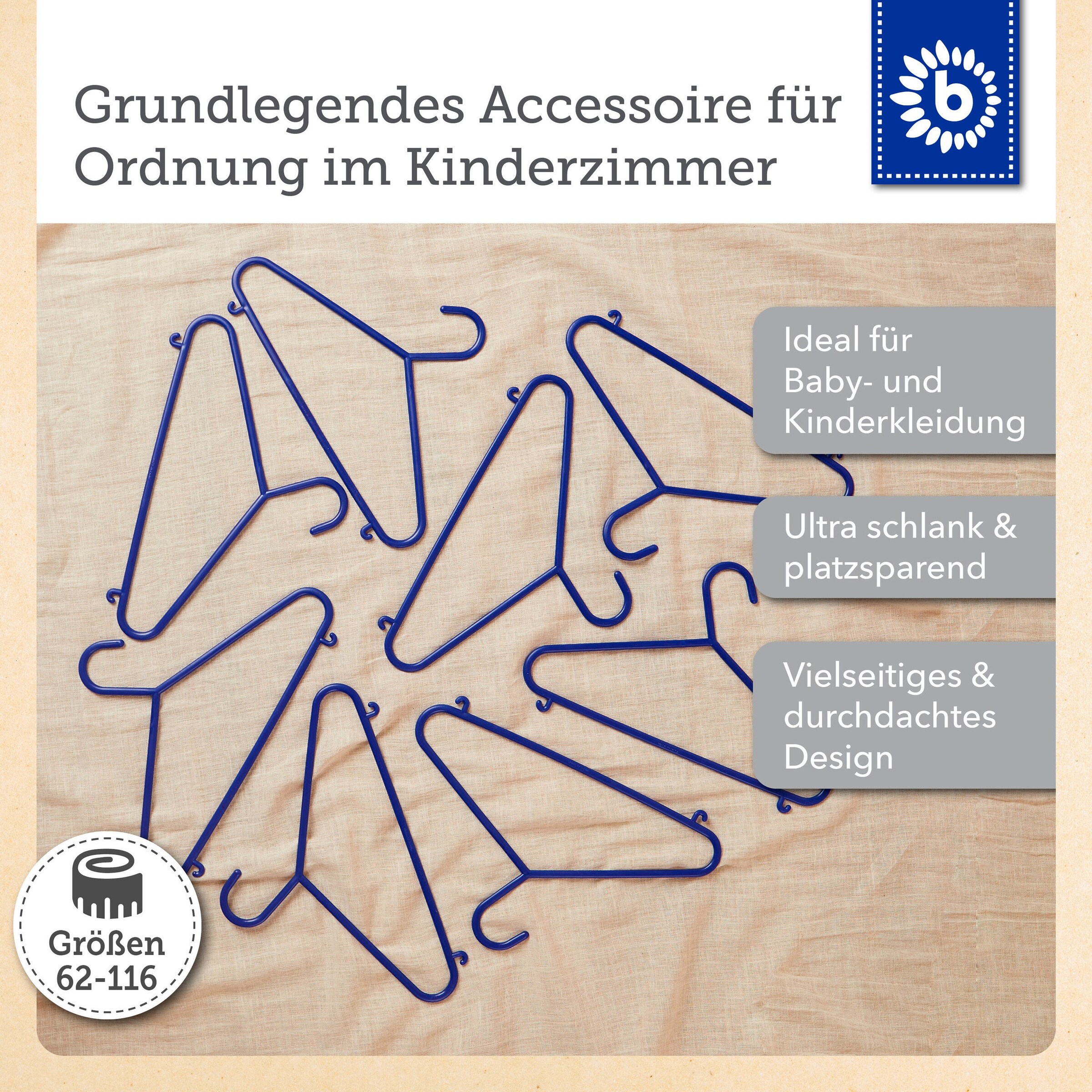 Bieco Kleiderbügel Kinder 8 St Dunkelblau Blau