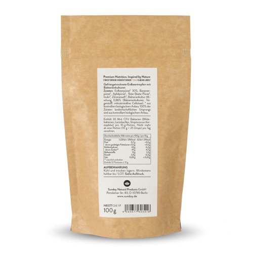 Sunday Natural Products  ERDBEER DROPS FLORA 30 GEFRIERGETROCKNET
