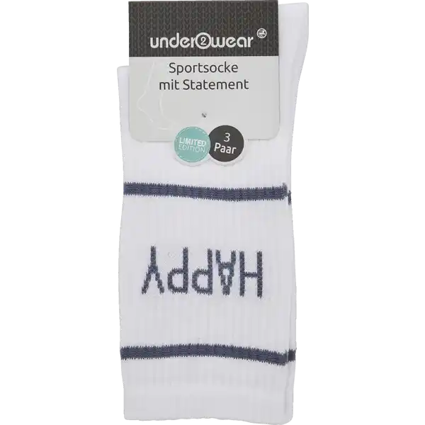 3er-Pack Crew Socken uni Buchstb. 35 / 38