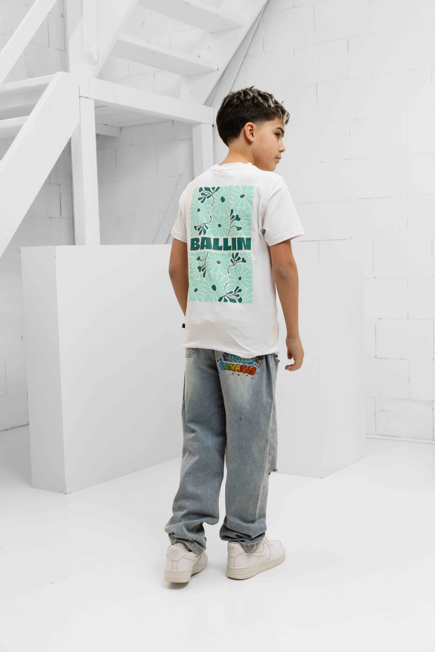 Ballin Amsterdam Floral Bouquet T-Shirt Kids Wit