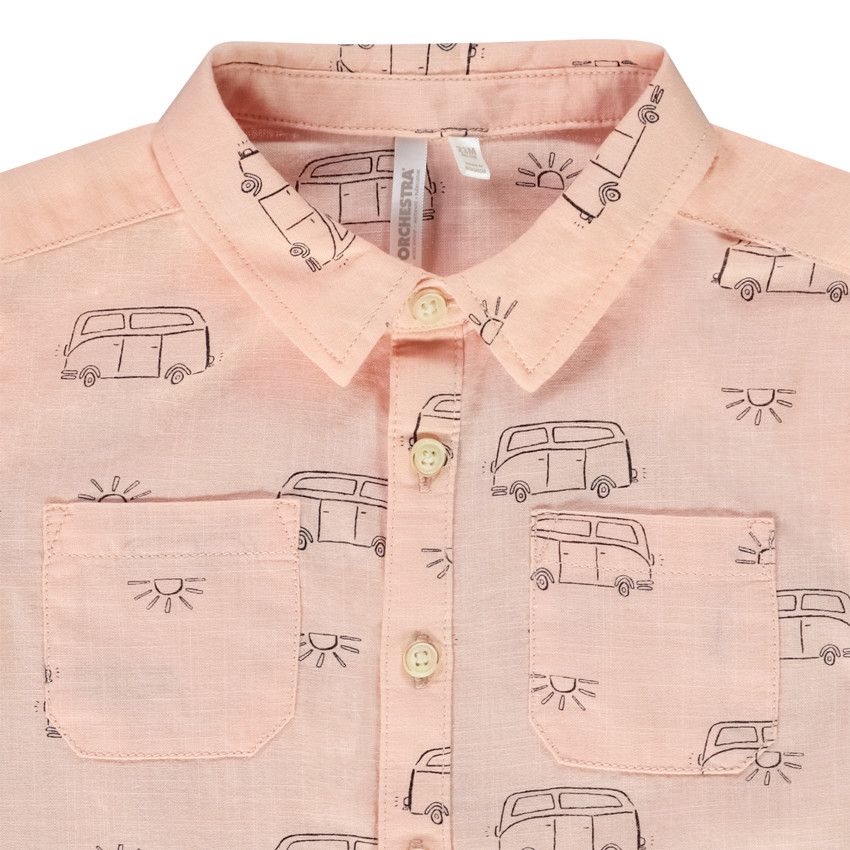 Chemise manches courtes en coton imprimé vans pour bébé garçon - Corail