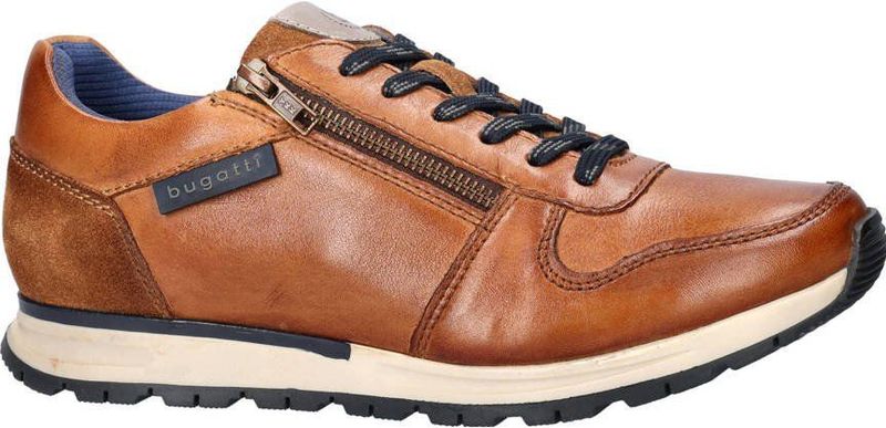 Bugatti - Lage Sneakers - Heren - Zwart - Leer - Uitneembaar Voetbed